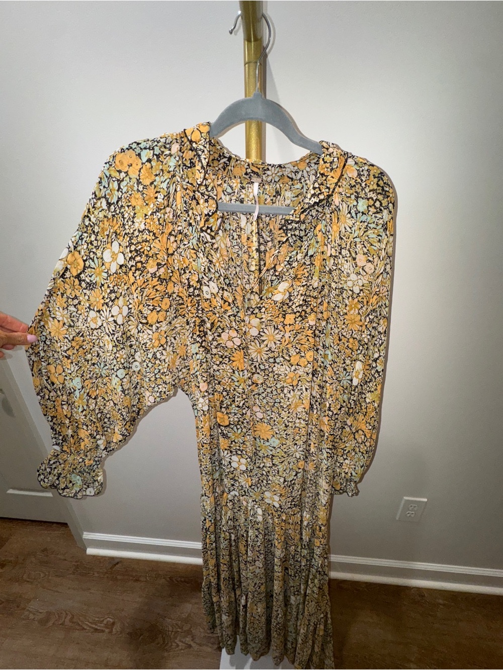 Free People Yellow Floral Tiered Maxi Dress - oversized